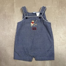 Vintage Winnie Pooh Overall Baby 0-6M Blue Pooh Bear Wonderful World Of Disney