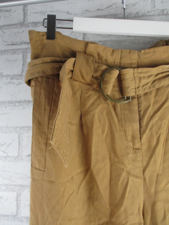 Witchery womens wide leg chino pants tan /brown 12 high waist belted - image 2 of 4