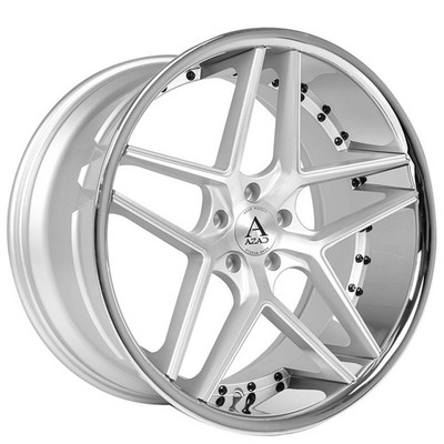 22x9''Azad Wheels AZ1029 Brushed Silver with Chrome Lip Rims (S05)