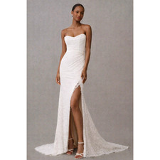 Jenny Yoo Dove Anthropologie Lace Wedding Dress Size 12 Strapless Corset Gown
