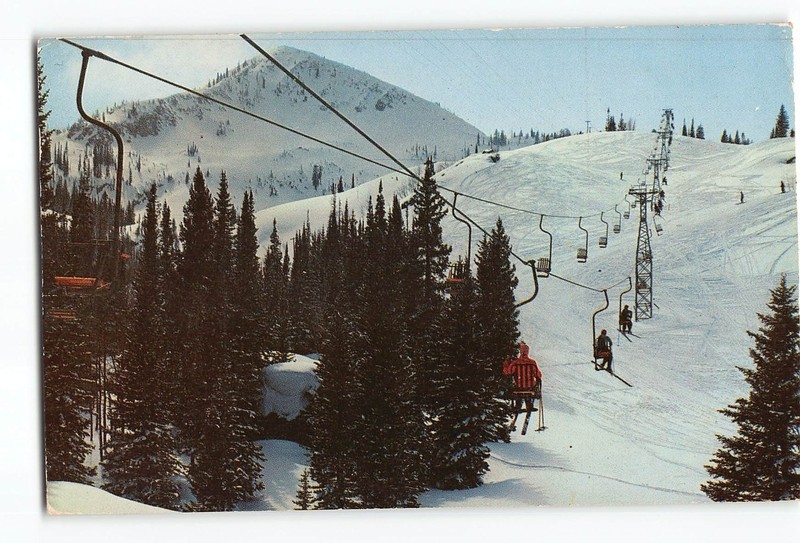 Brighton Utah UT Vintage Postcard Ski Lift on Mt Millicent