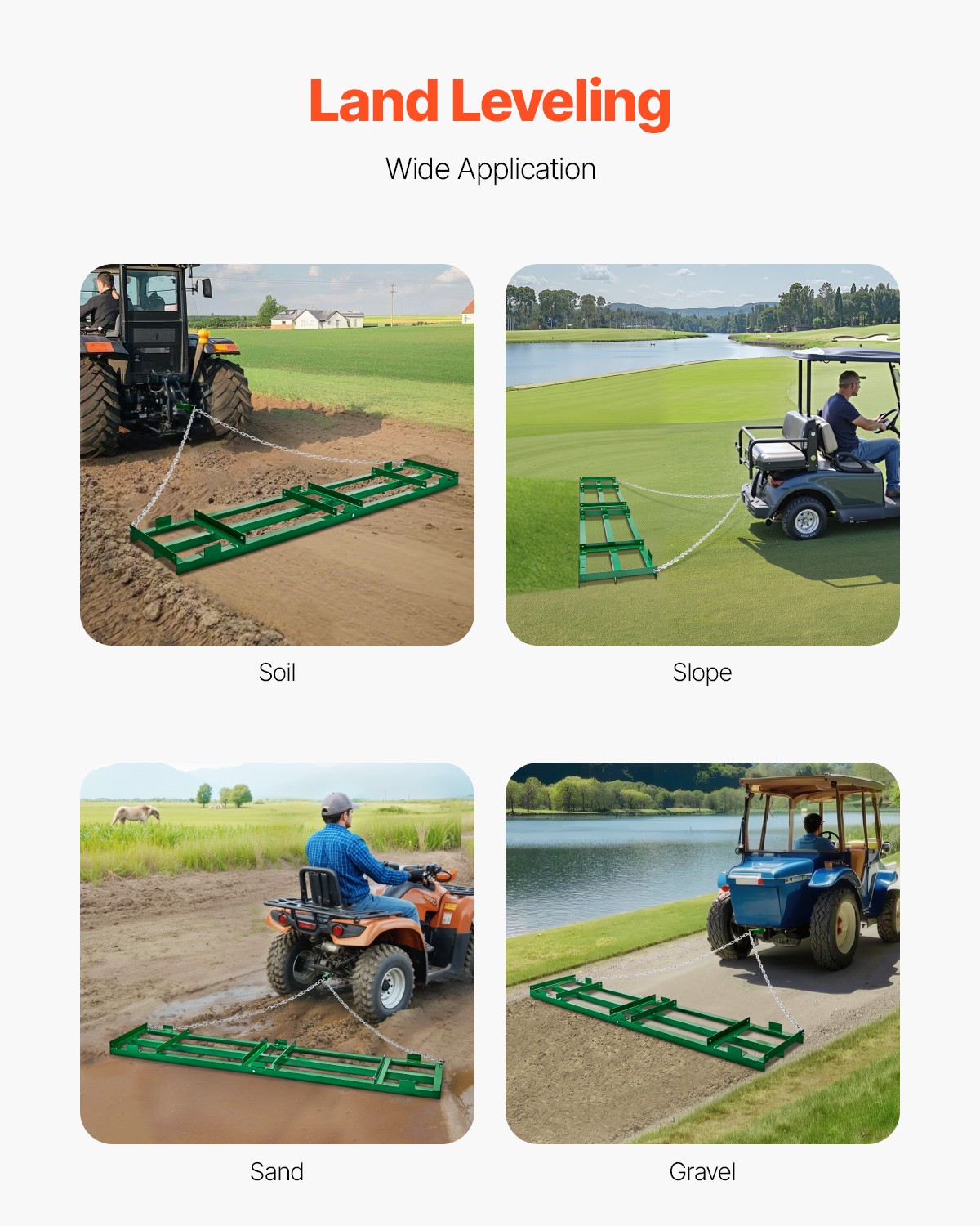 VEVOR Drag Harrow 8 ft Heavy Duty Tow Behind Drag Harrow Driveway Grader Rake