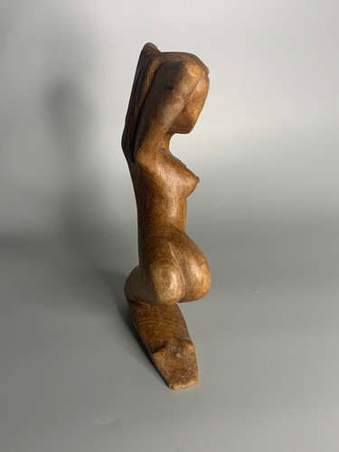 French vintage wooden figurine statuette nude lady design carved statue - Picture 4 of 7