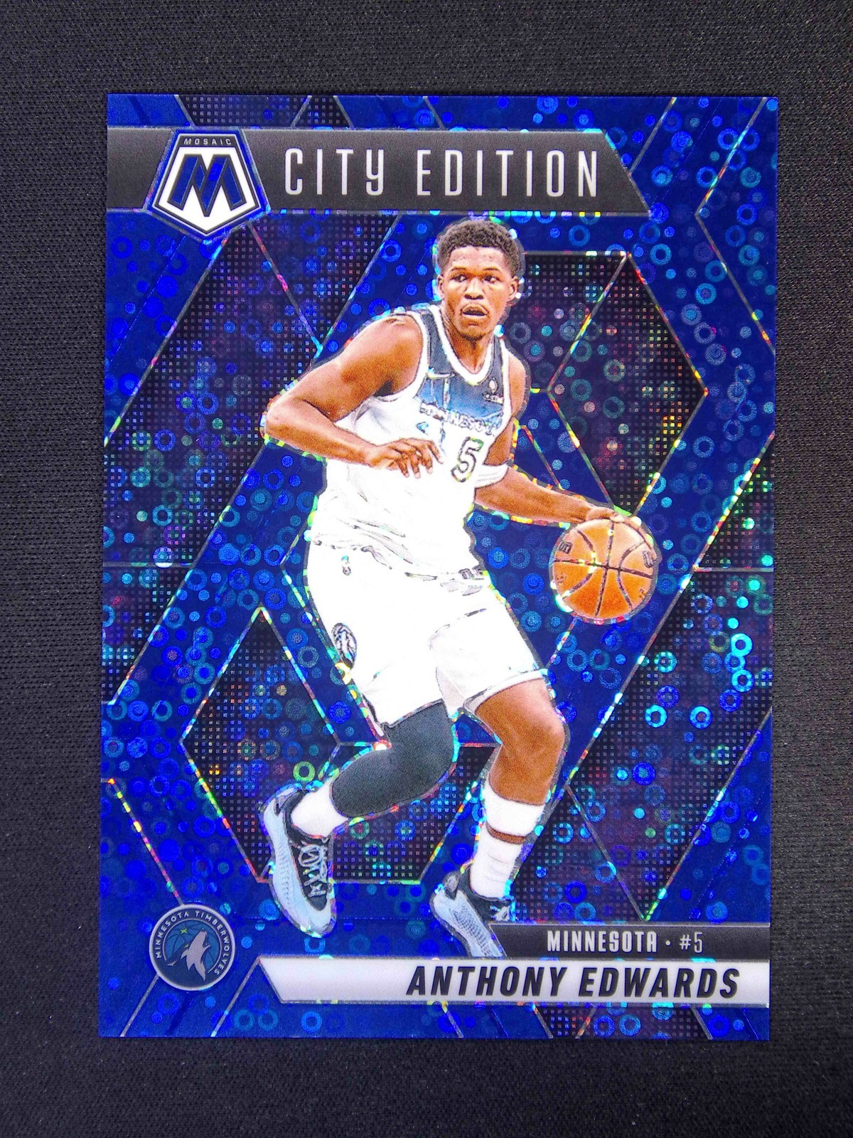 2024-25 Panini Mosaic Anthony Edwards #279 City Edition Fast Break Blue /85