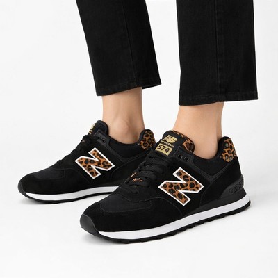 New Balance 574 Leopard Sneakers Womens 7 Cheetah Suede WL574JO2 Black Shoes