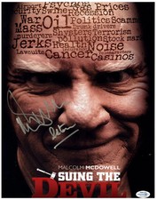 Malcolm McDowell Autographed 11x14 Poster Photo Suing The Devil ACOA Witness ITP