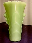 Vintage Fire King Jadeite Vase 5 inch Green Scalloped Bud Flower Art Deco Glass