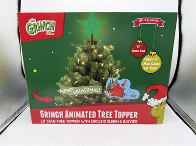 MR CHRISTMAS DR SEUSS THE GRINCH ANIMATED CHRISTMAS TREE TOPPER LIGHTED STAR TOP