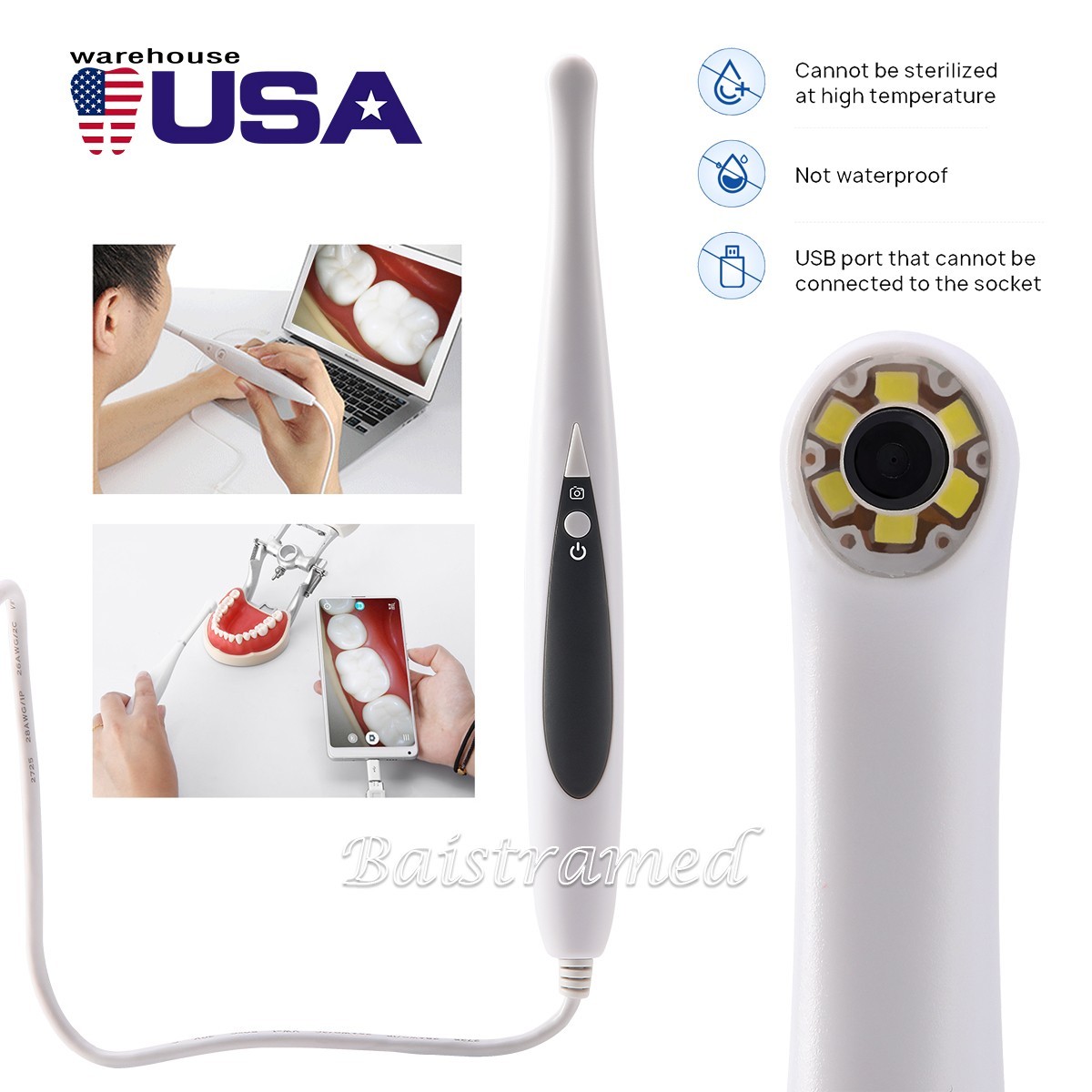 AZDENT Dental Intraoral Camera USB HD Camera 13.0 Mega Pixels 6 LED Lights