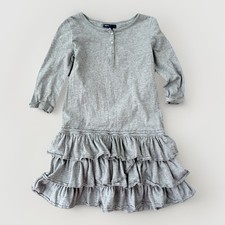 Gap Kids Gray Ruffle Long Sleeve Dress Size L Jersey Henley