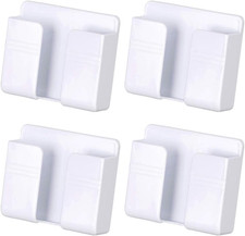 4PC Wall Mount Cell Phone Charging Holder, White Adhesive Mobile Phone Wall Stan