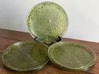VTG Anchor Hocking Avocado Green Soreno Dinner Plate Pressed Bark 9.75" Set Of 3