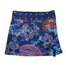 COLINE adjustable waist cotton short boho skirt with flap pocket OS 18.5L