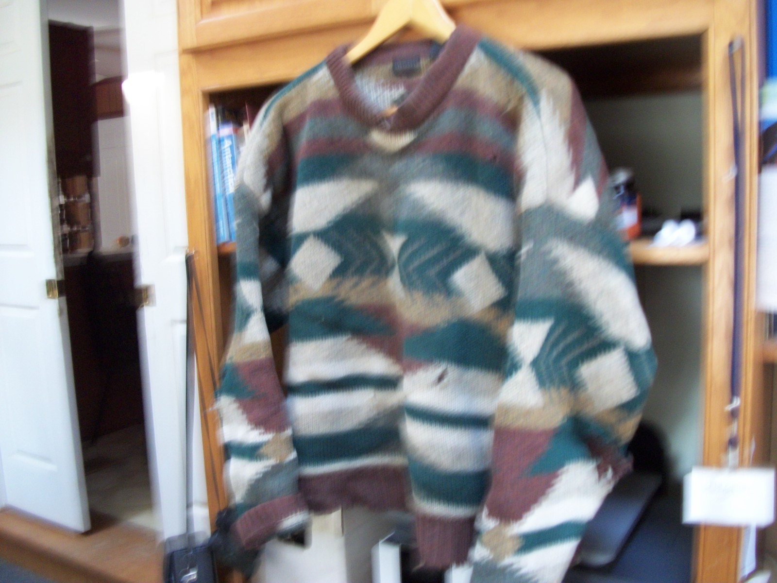 Distressed Structure Heavy 100 % Wool Multi-Color… - image 1