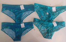 NEW Auden Women's Small Blue Patterns Cheeky Panties LOT OF 4 UNDERWEAR 0525-c