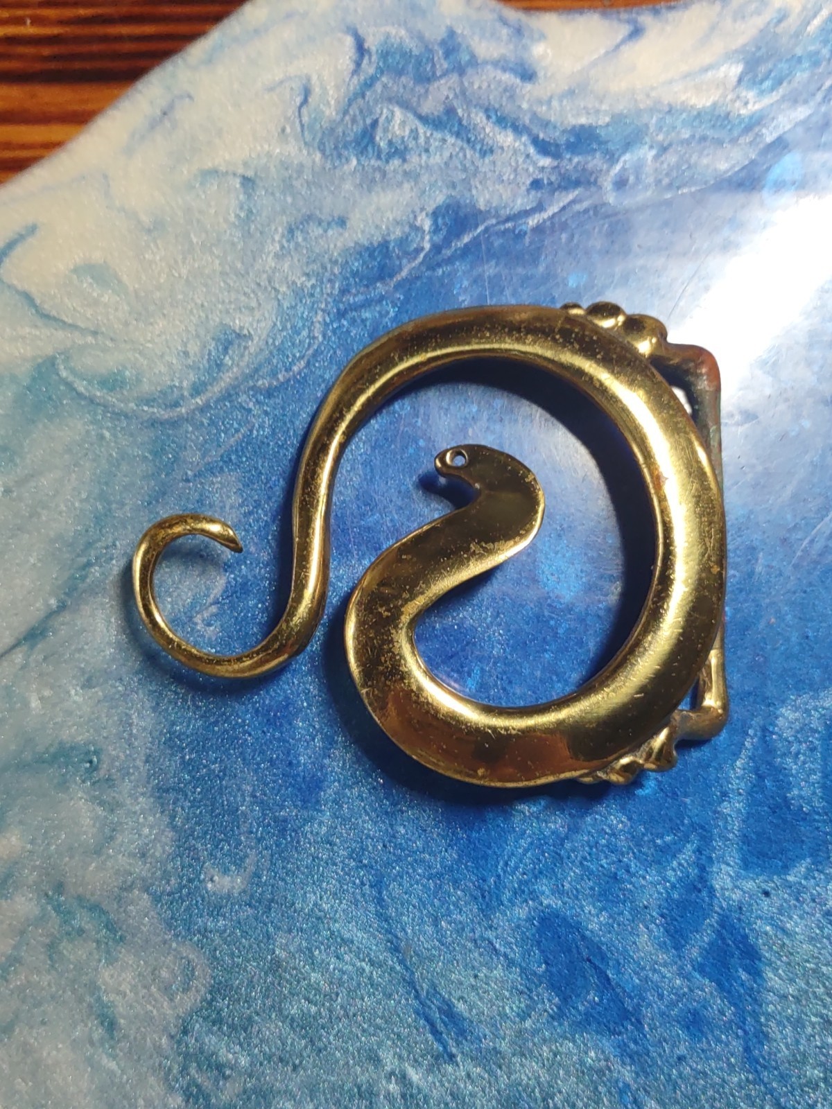 Solid Brass John Gross Serpent Belt Buckle Snake Indiana Metal Handcrafted Vtg