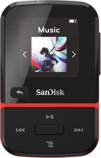 SanDisk 16GB Clip Sport Go MP3 Player LED Screen FM Radio SDMX30-016G Black Red