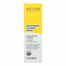 Acure Brightening Glowing Serum Treatment All Skin Types with Argan Oil 1fl  oz