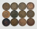 Lot of 12 VF-MS Indian Head Cents Pennies 1890-1899 Choice High Grade Raw Coins
