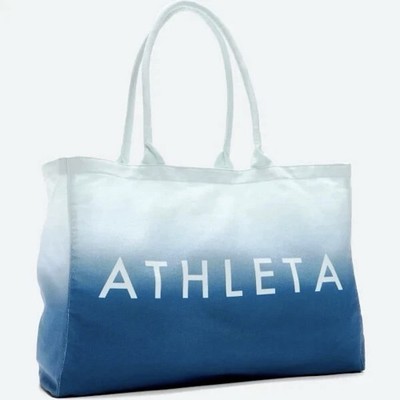 Athleta Ombre Canvas Tote Bag Blue White Gym Bag Shopping Bag 18''x13'' 2024