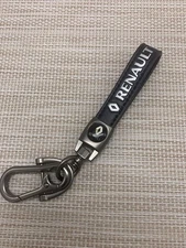 Genuine Leather Renault Car Ring Premium Metal Keychain Lanyard Black NEW