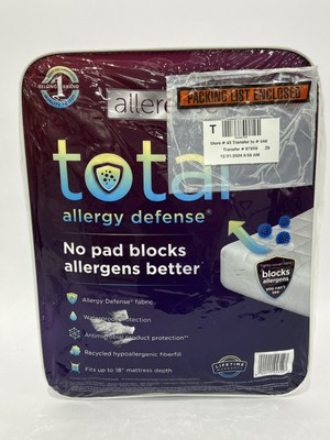 AllerEase Full Size Total Allergy Defense Waterproof Mattress Pad in White NEW