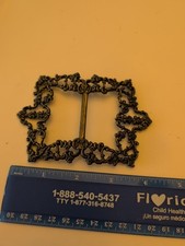 Antique Ornate Filagree Metal Belt Buckle