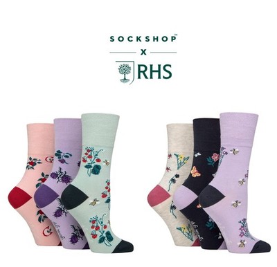 RHS Royal Horticultural Society gemusterte Bambus Socken Damen 3 Paar sanfter Griff
