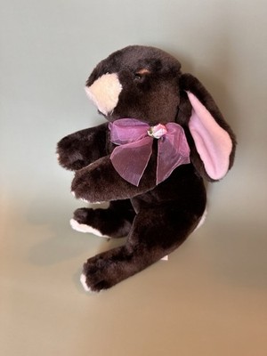  Commonwealth Bunny Easter Plush Stuffed Animal Chocolate Brown Purple Bow 12 
