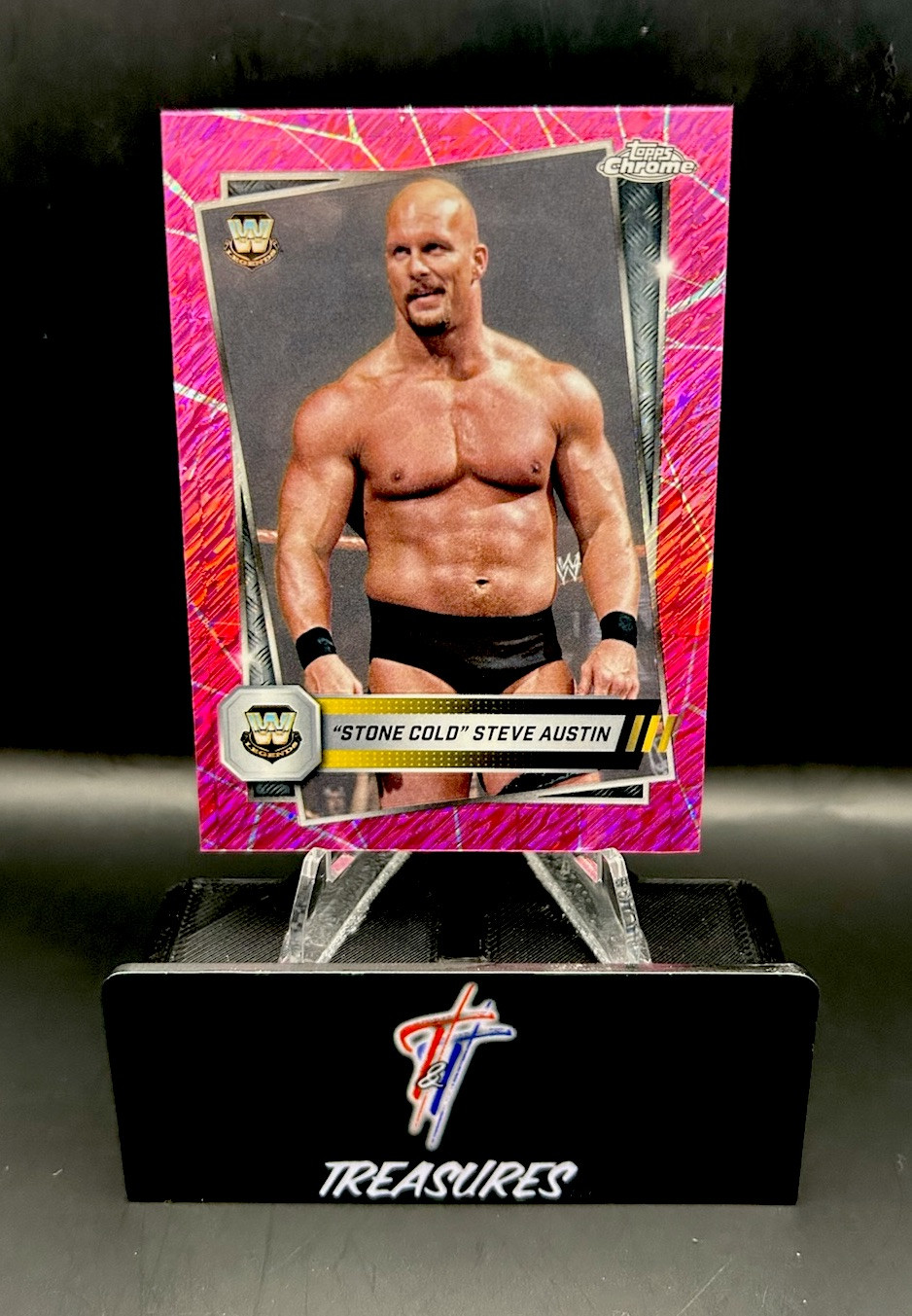 “Stone Cold" Steve Austin Pink Shimmer Refractor 2025 Topps Chrome WWE #6
