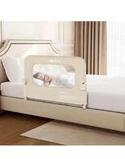 HOMEAL 32"x24" Bed Rail for Toddlers - Foldable Bed Side Rail with U-Shape Base