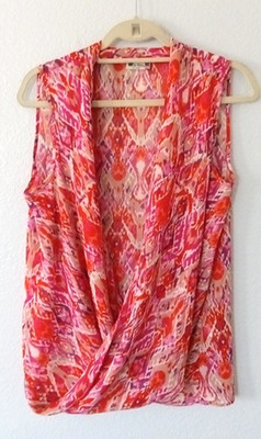KUT from the Kloth Top Women's XL Sleeveless V-Neck Sheer Chiffon Blouse Abelia
