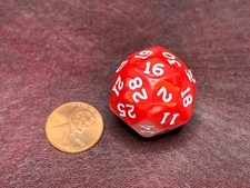 D30 Pearlescent Red with White Die RPG Tabletop Gaming Dice Roleplay Games