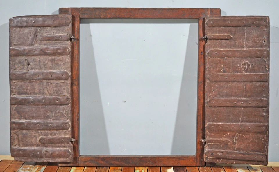 Antique Wooden Wall Décor Window Panel With Frame Original Old Fine Hand Crafted - Image 4 of 4