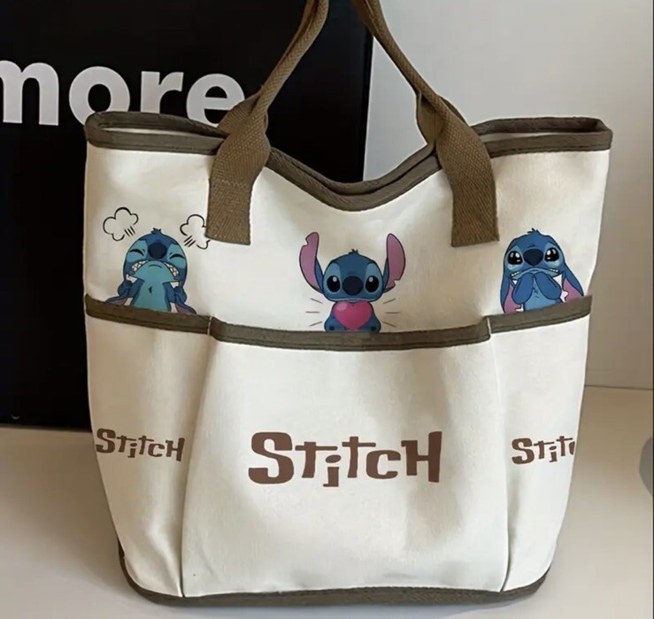 OFERTA Bolso de Mano de Lona Stitch, Bolso de Mano, Regalo de Cumpleaños, Escuela, Diario, Viaje
