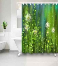 White Catkins In Grass 3D Shower Curtain Waterproof Fabric Bathroom Decoration