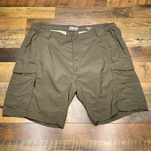 Flat Front Nylon Cargo Shorts Green 