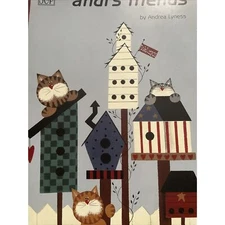 Andi's Friends Painting Book 1994 Andrea Lyness SGP Cat Bear Angel Garden