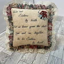 Pillow Cushion Embroidery 14”x 14” Flowers Ruffles musical you lightup my life'