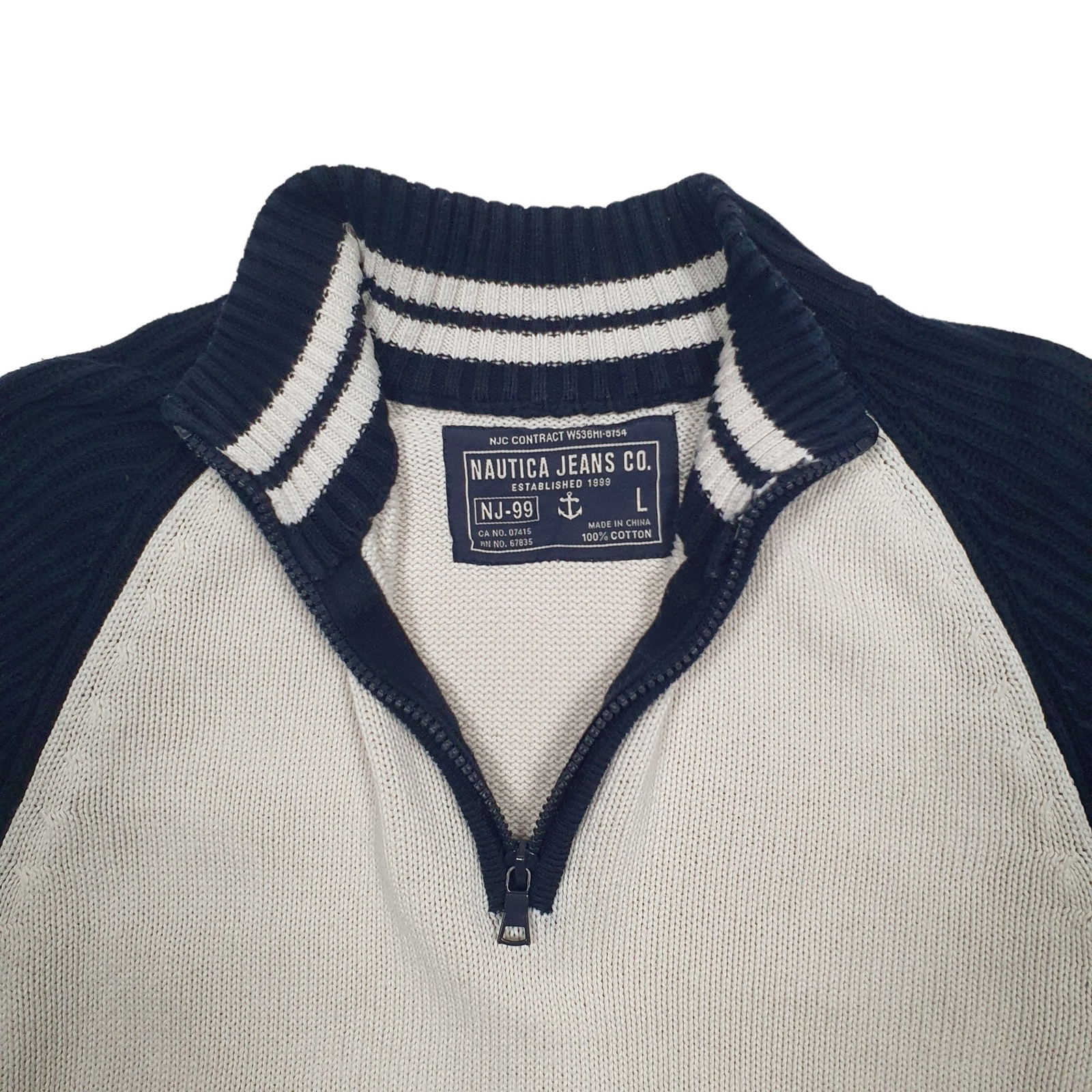 NAUTICA 1/4 Quarter Zip Knit Jumper Sweatshirt Mens L image 2