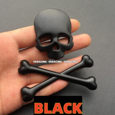 2x 3D Big Black Metal Skull Skeleton Evil Bone Car Emblem Badge - Foto 11
