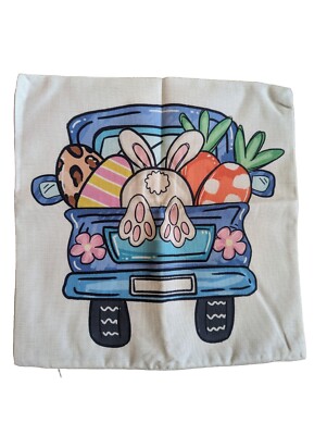 Set of 4 Adorable Happy Easter Throw Pillow Cases 18x18 
