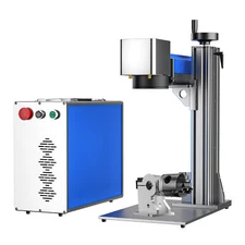 30W Fiber Laser Marking Machine 6.9"x 6.9" Metal Engraver with Rotary Axis