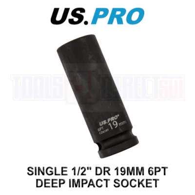 US PRO Tools 19mm 1/2 dr 6pt Deep Impact Socket 78mm Long 3861