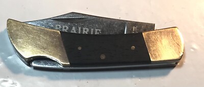 Frost Japan Prairie 3”Lockback Knife Wood Brass 440 Stainless 1-3