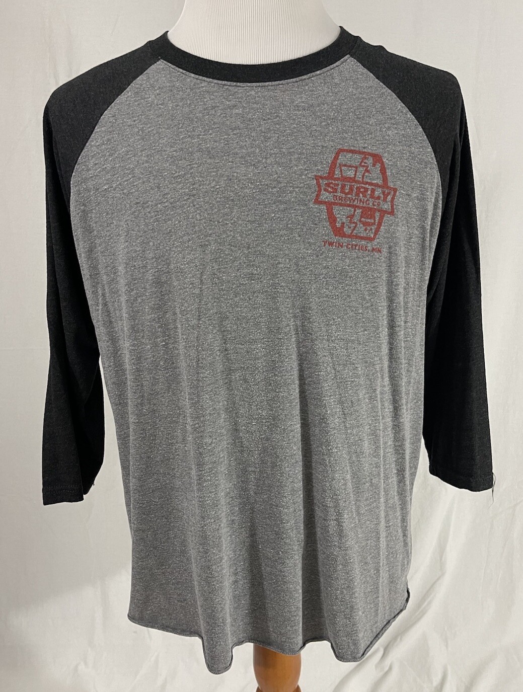 Surly Brewing Co. - Gray Tri-Blend 3/4 Sleeve Raglan Shirt - Men's XL