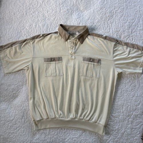 Vintage Classics by Palmland Herren XL Golfshirt beige & hellbraun 2-Pocket Kurzarm