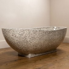 Badewanne Terrazzo 180x85x60 cm creme schwarz...
