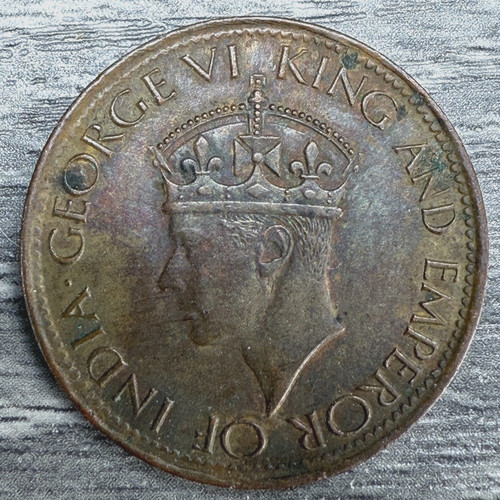 1945 India CEYLON One Cent Bronze Coin King George VI Circulated Used P789