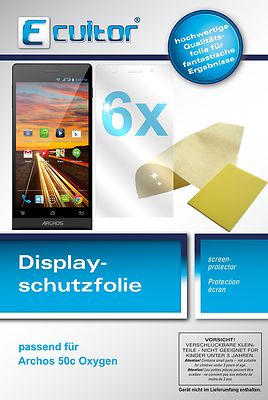 6x Schutzfolie für Archos 50c Oxygen klar Displayschutzfolie Folie Ecultor